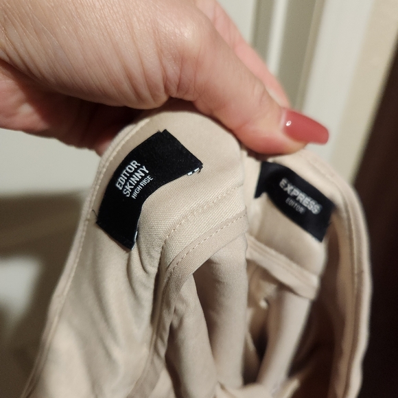 Express Editor High Rise Skinny Cream Pants Business Casual Luxury Minimalist - Picture 5 of 10